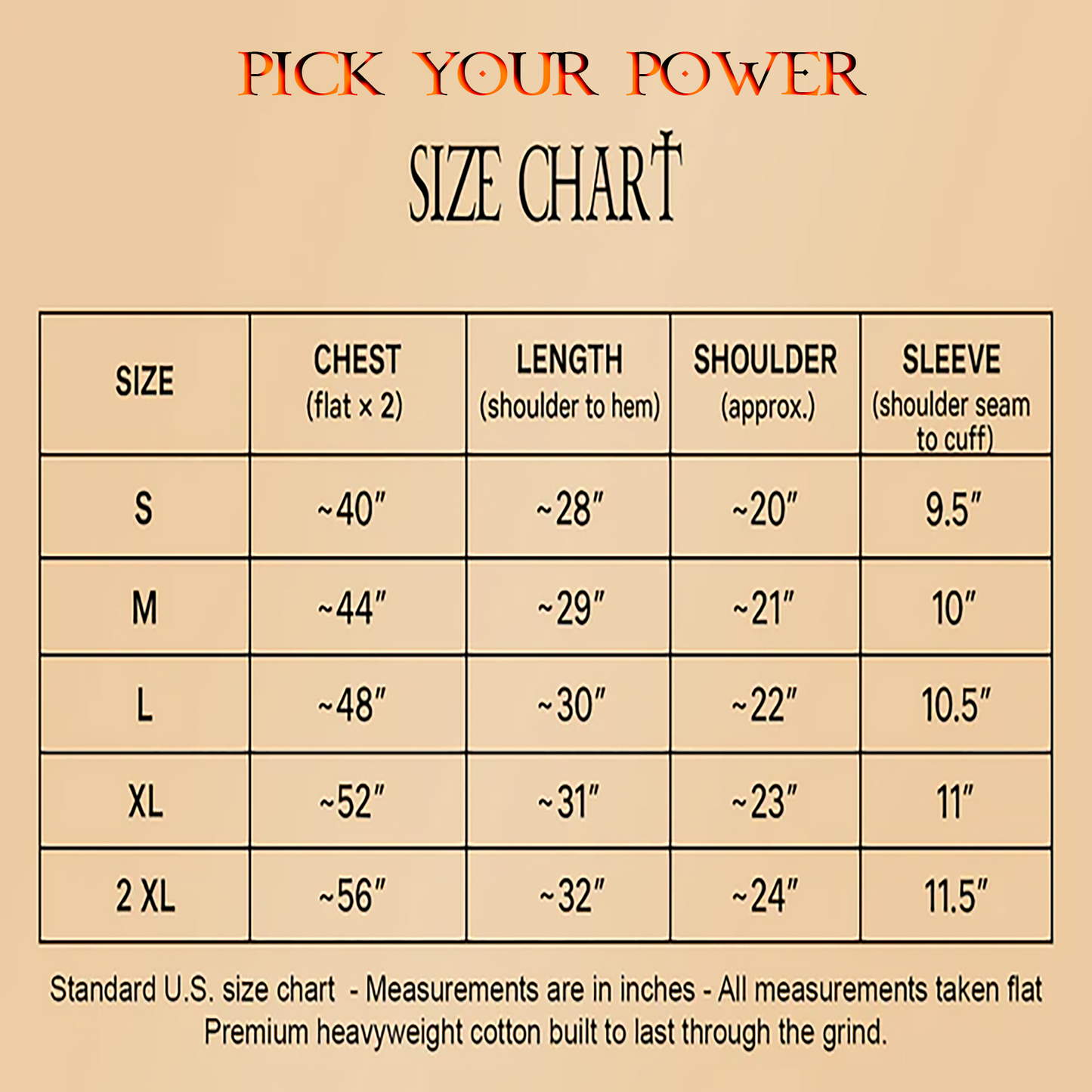 Soy El Fuego size chart - Premium streetwear fit guide Don Nicholas Apparel