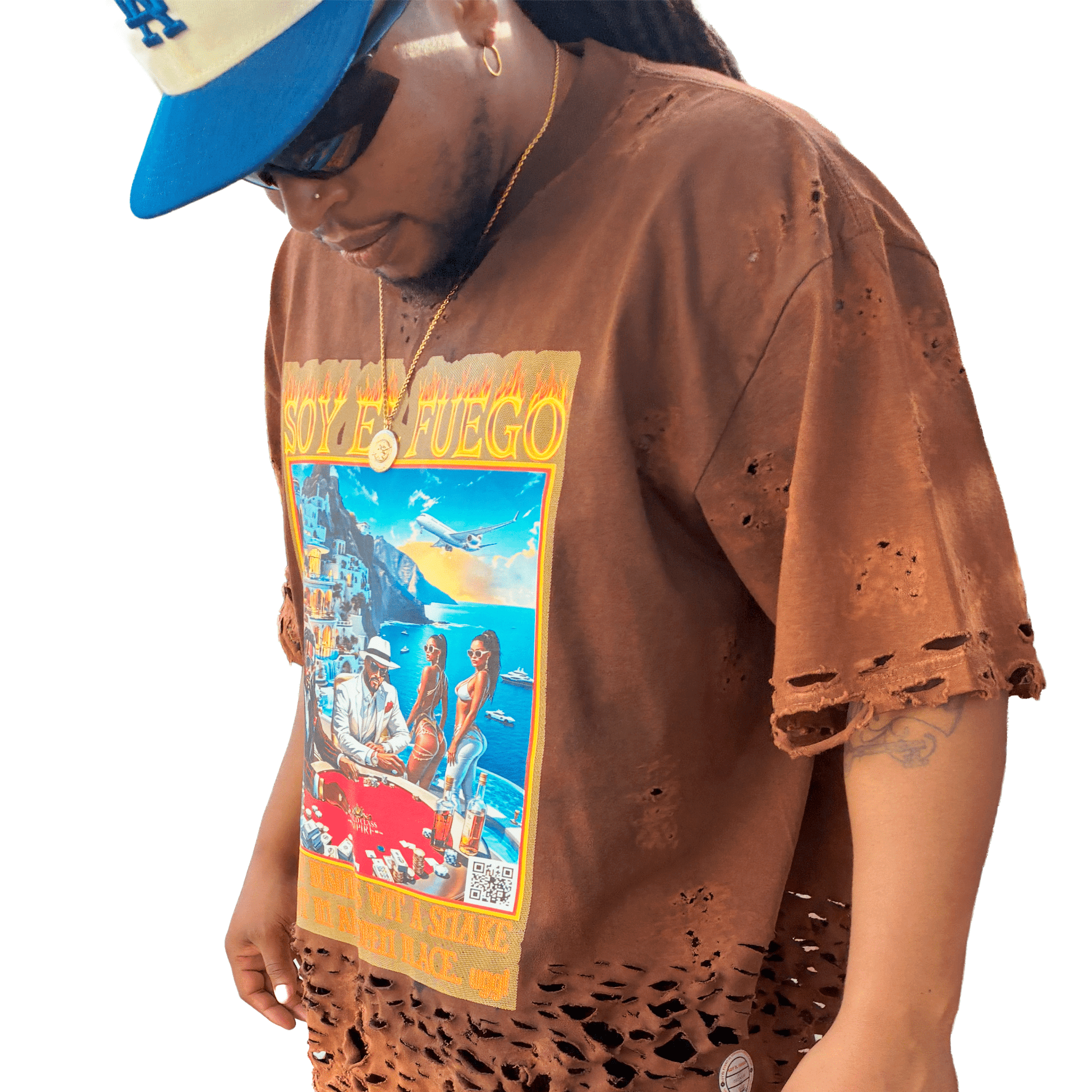 Soy El Fuego Limited Edition Tee brown colorway - Don Nicholas Apparel Miami Vice streetwear
