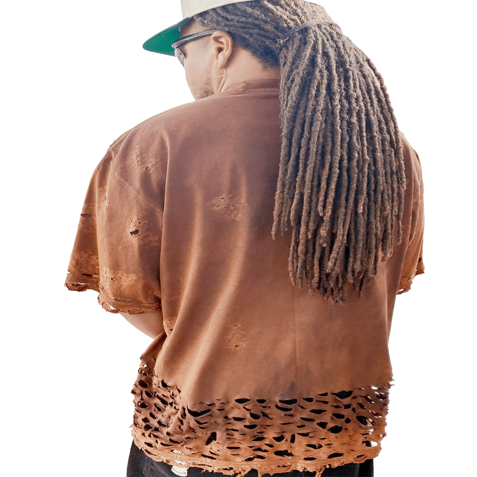 Soy El Fuego Tee back view - Premium hand-distressed streetwear
