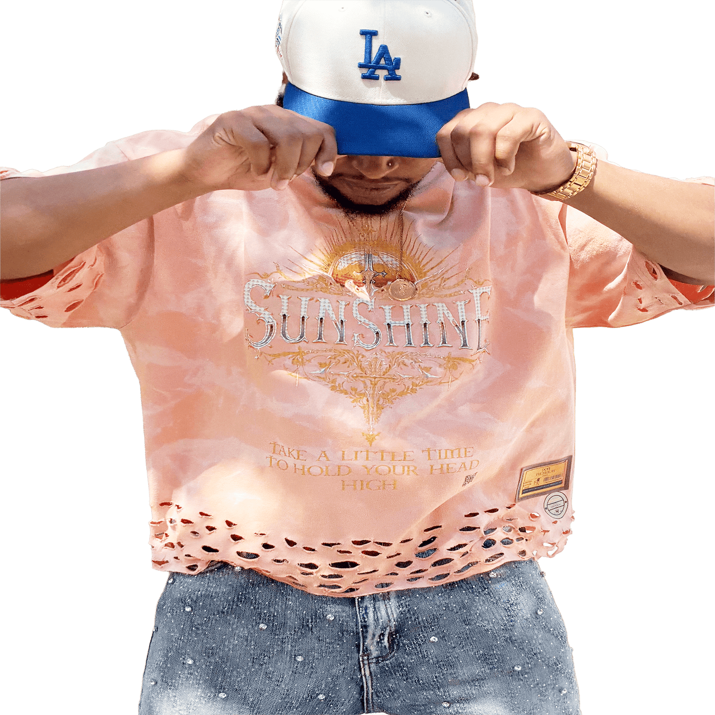 "SUNSHINE Tee lifestyle photo - Main character energy streetwear"