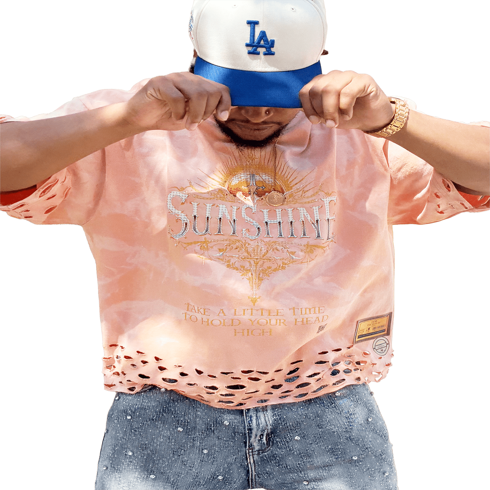 "SUNSHINE Tee lifestyle photo - Main character energy streetwear"